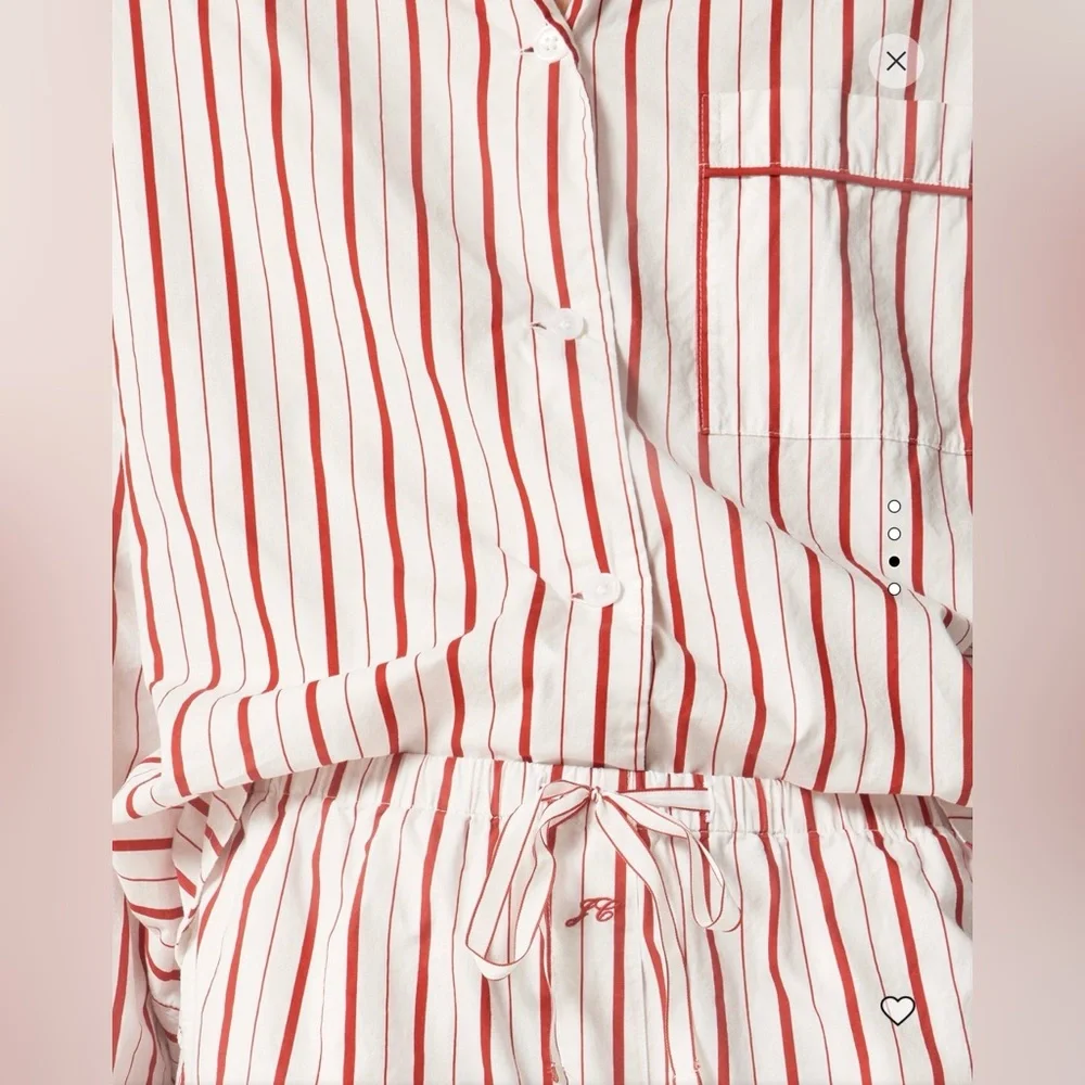 NWT J. Crew Cotton Poplin Long-Sleeve Pajama Pant Set Red Peppermint Stripe, XXL - Picture 4 of 7